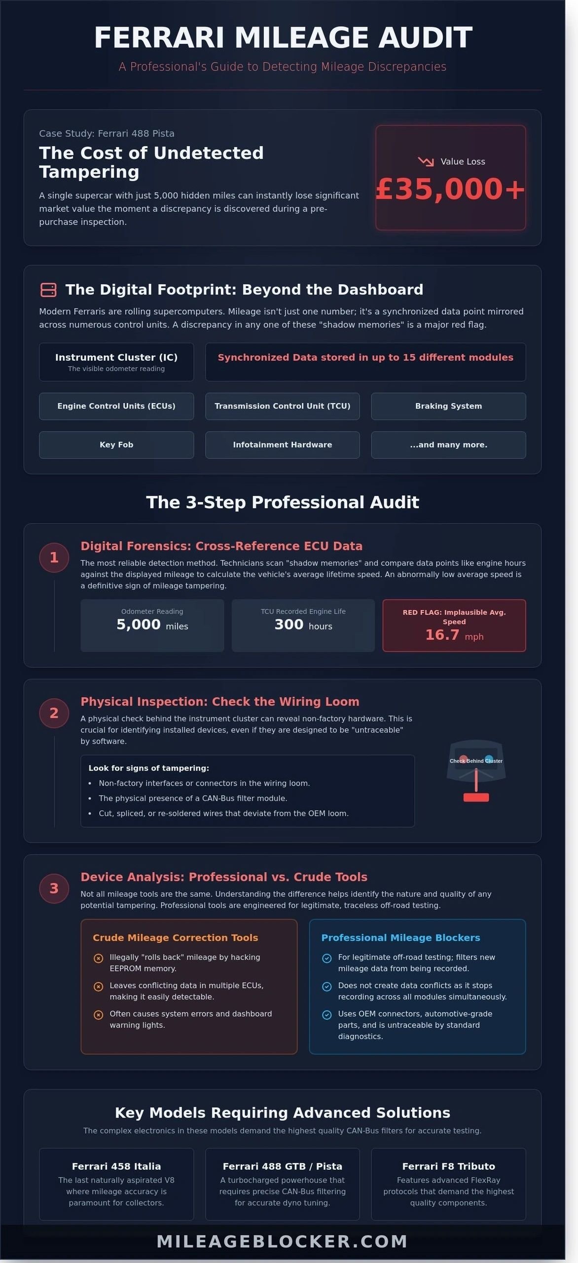 How to Verify if a Ferrari Uses a Mileage Blocker: Complex Guide